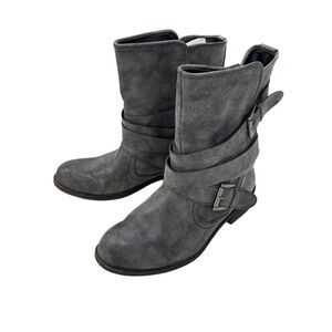 Madden Girl | Women’s Cullenn Gray Pull On Belted Fall Faux Leather Boots 6.5